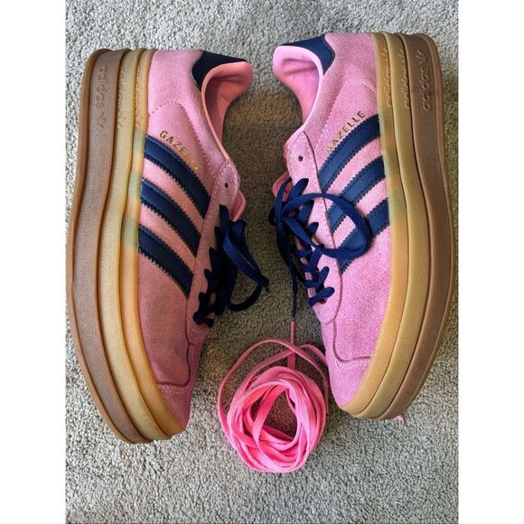 adidas Gazelle Bold W Women's Trainers pink/navy Sz 9 - Picture 2 of 9